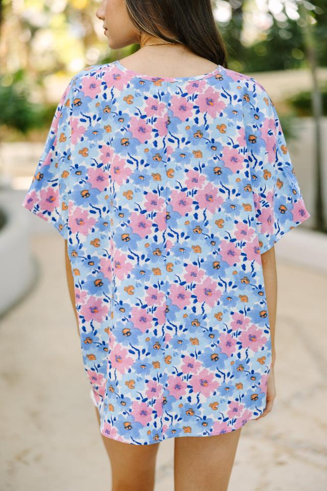 Couldn't Be Better Blue Floral Top Female Product Image