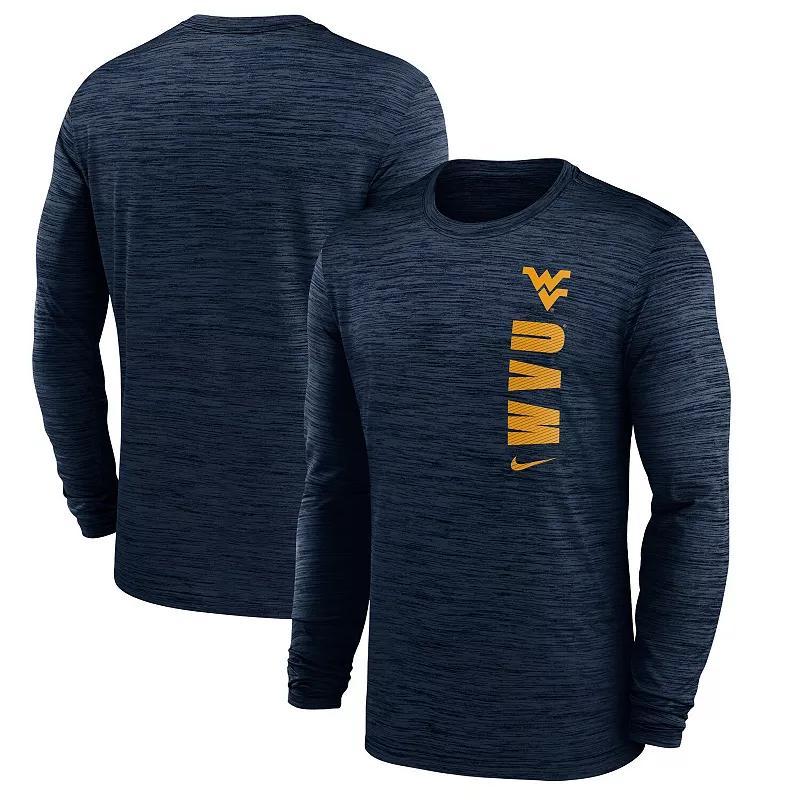 Mens Nike West Virginia Mountaineers 2024 Sideline Velocity Performance Long Sleeve T-Shirt Blue Product Image