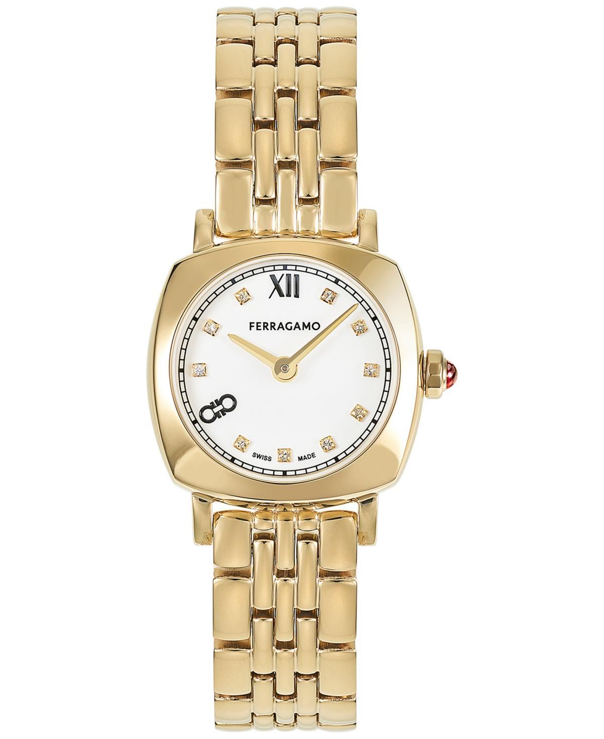 Salvatore Ferragamo Womens Swiss Gold-Tone Stainless Steel Bracelet Watch 23mm - Ip Yellow Gold Product Image