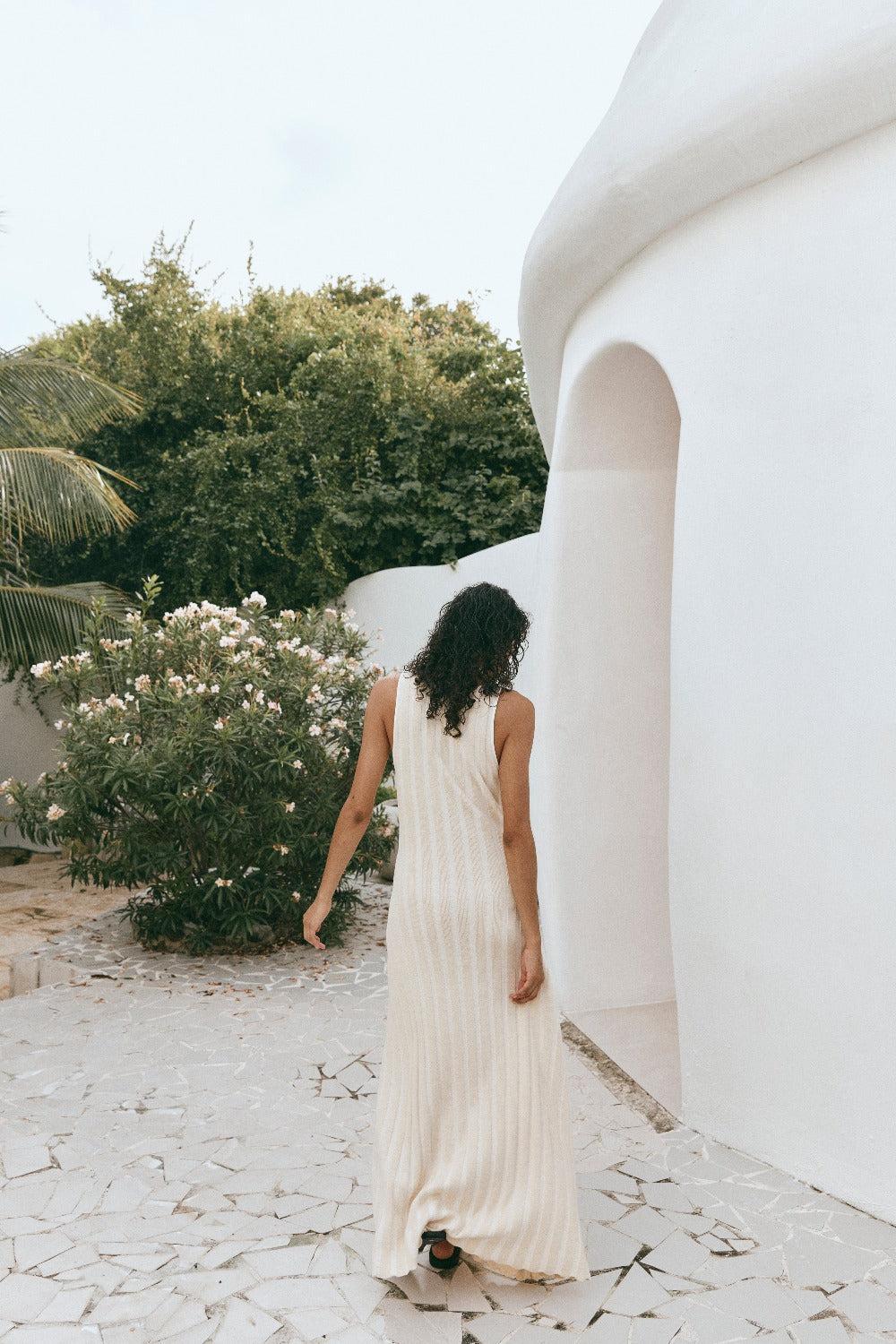 El Mar Knit Maxi Dress Cream Product Image