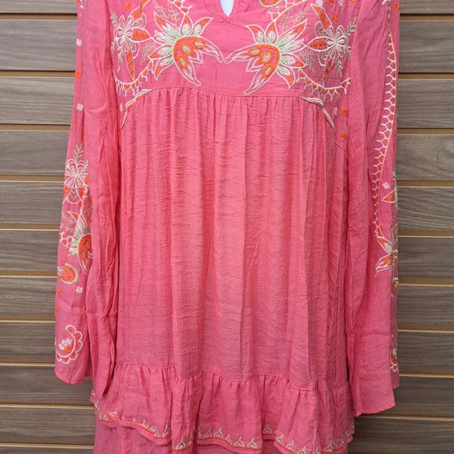 Dress Pink embroideRed ruffled Product Image