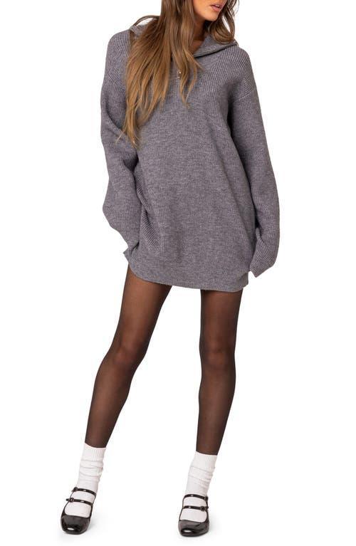 EDIKTED Quarter Zip Long Sleeve Sweater Minidress Product Image