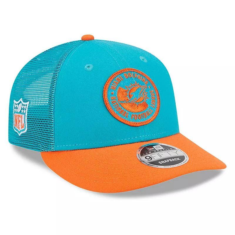 Mens New Era Aqua/Orange Miami Dolphins 2023 Sideline Low Profile 9FIFTY Snapback Hat, Turq/Blue Product Image