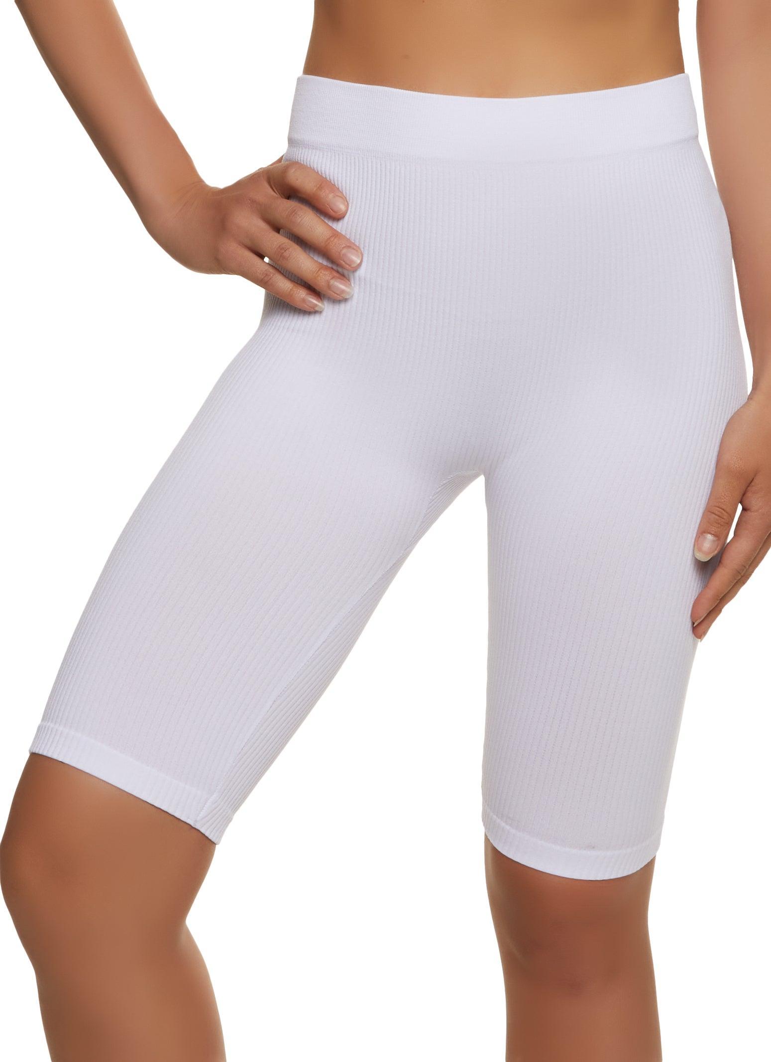 Womens Solid Ribbed Biker Shorts Product Image