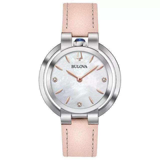 Bulova Womens Rubaiyat Stainless Steel Diamond Accent Dial Watch with Leather Band - 96P197 Pink Product Image