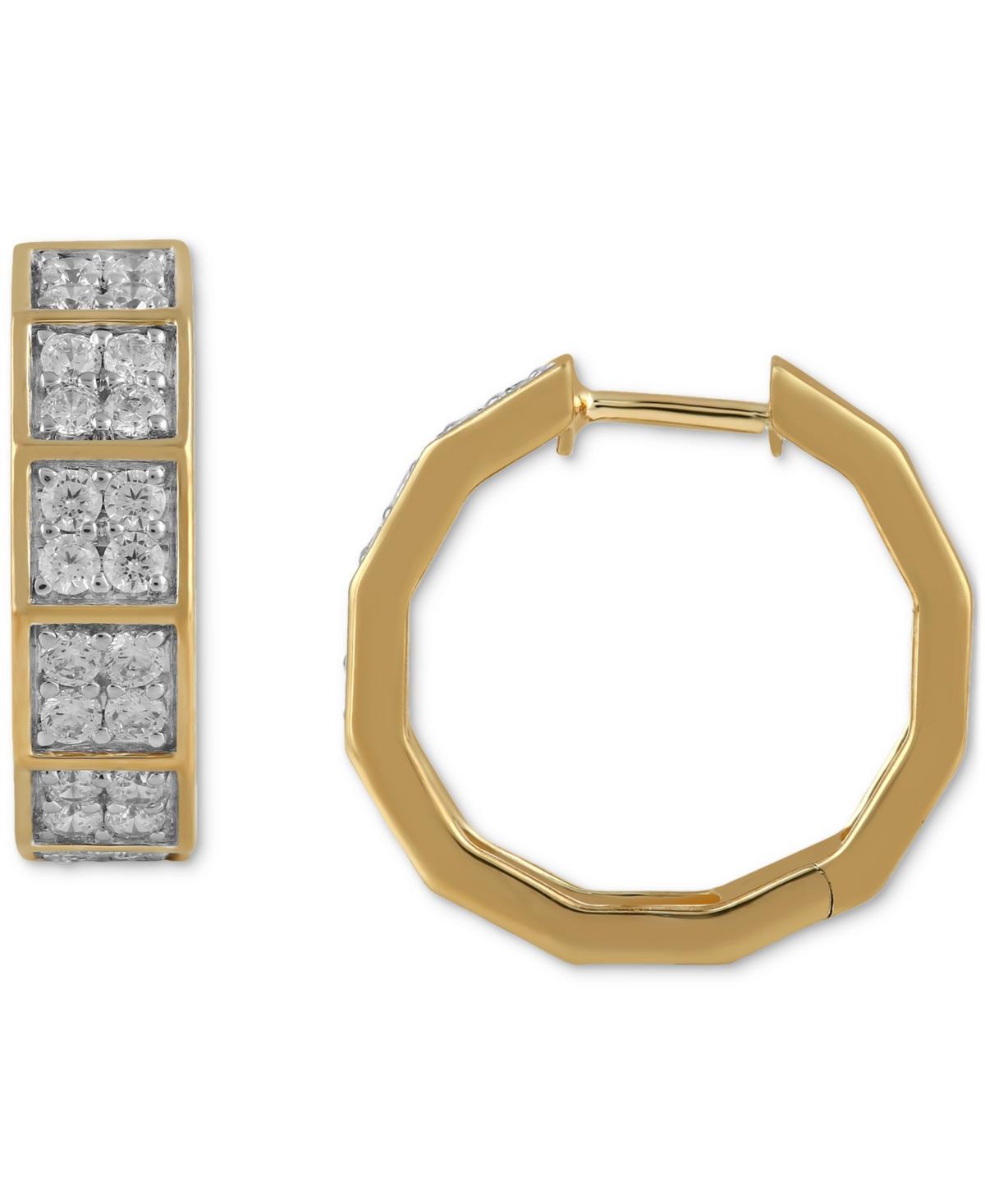 Mens Diamond Square Cluster Geometric Hoop Earrings (1 ct. t.w.), 3/4 Product Image