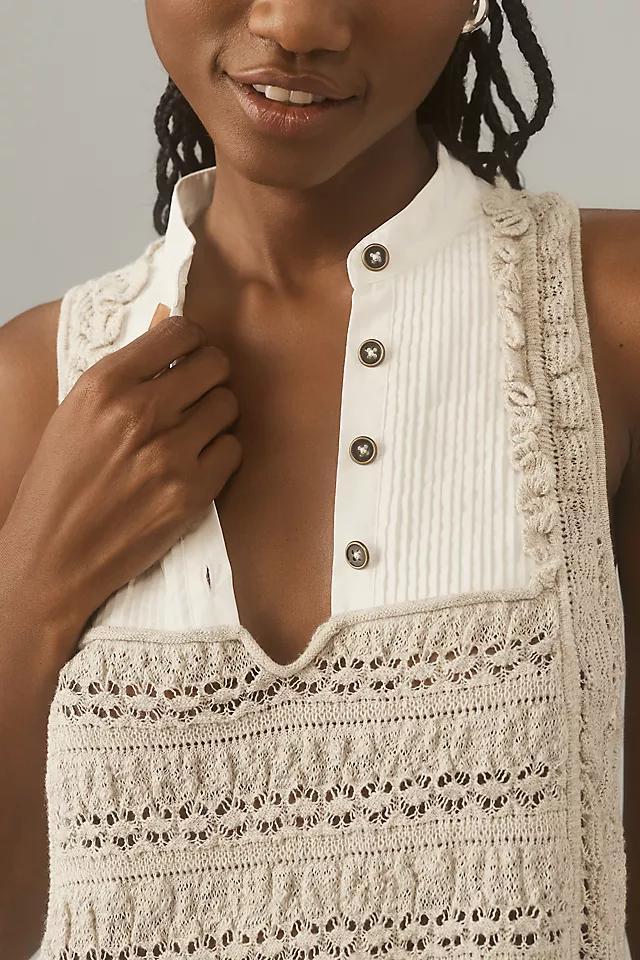 By Anthropologie Open-Stitch Twofer Sweater Tank Product Image