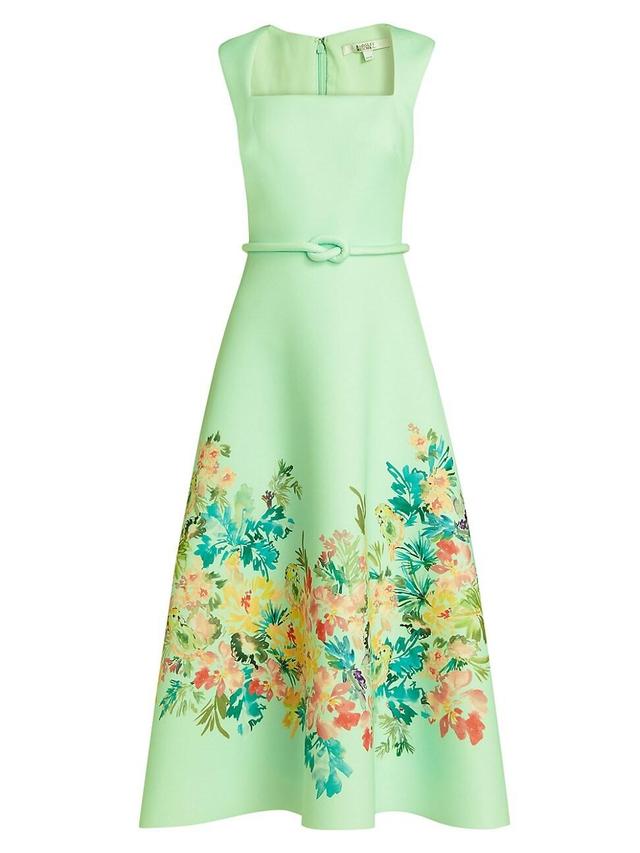 Womens Floral Neoprene Cocktail Dress Product Image