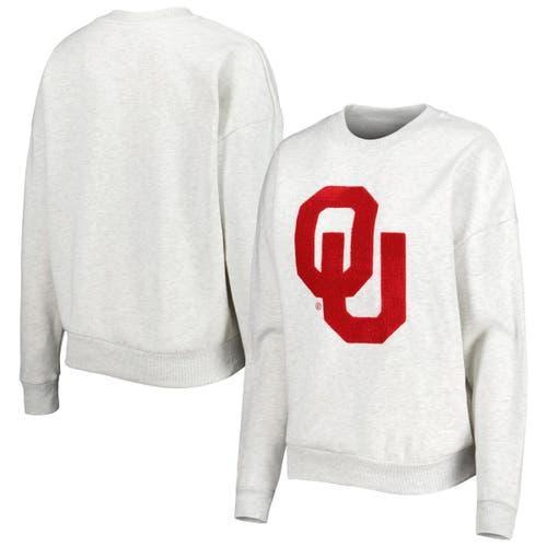 Womens Gameday Couture Heather Gray Oklahoma Sooners Chenille Patch Fleece Pullover Sweatshirt Product Image