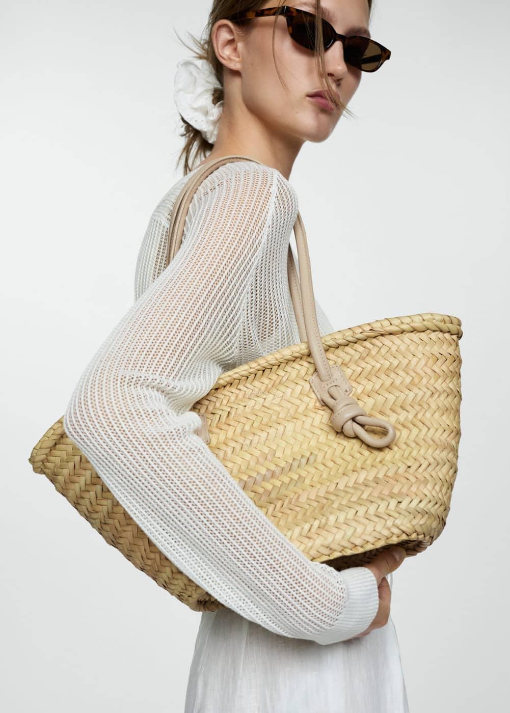 MANGO - Leather basket bag - One size - Women Product Image