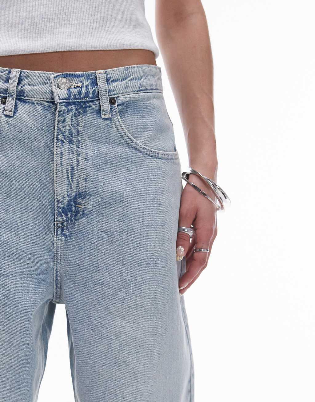 Topshop high rise baggy jeans in sunshine bleach Product Image