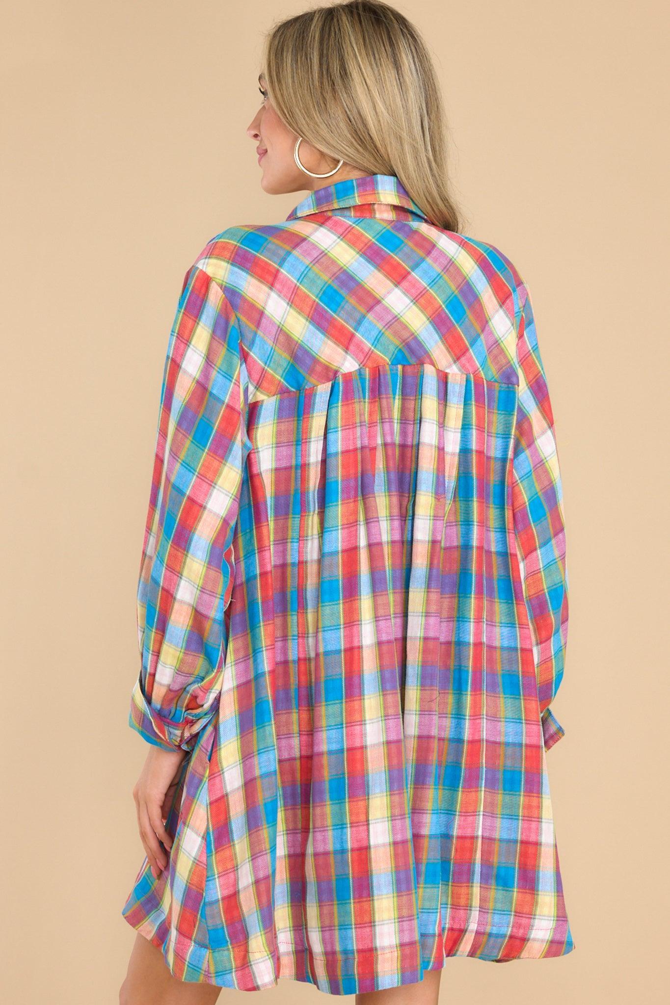 Aura Gliding By Blue Multi Plaid Dress Product Image