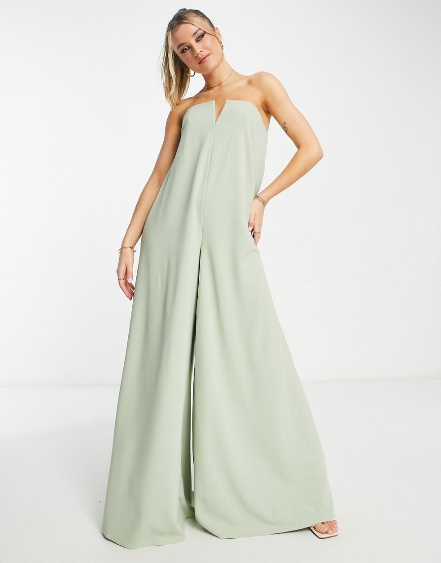 ASOS DESIGN scuba bandeau wide leg jumpsuit Product Image