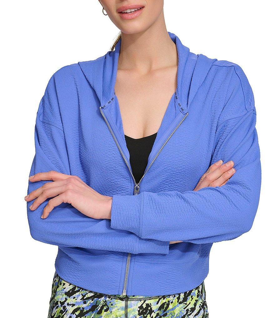 DKNY by Donna Karan Stretch Jersey Long Sleeve Cropped Full Zip Hoodie Product Image