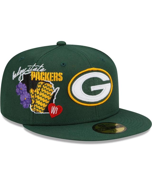 Mens New Era Green Green Bay Packers City Cluster 59FIFTY Fitted Hat Product Image