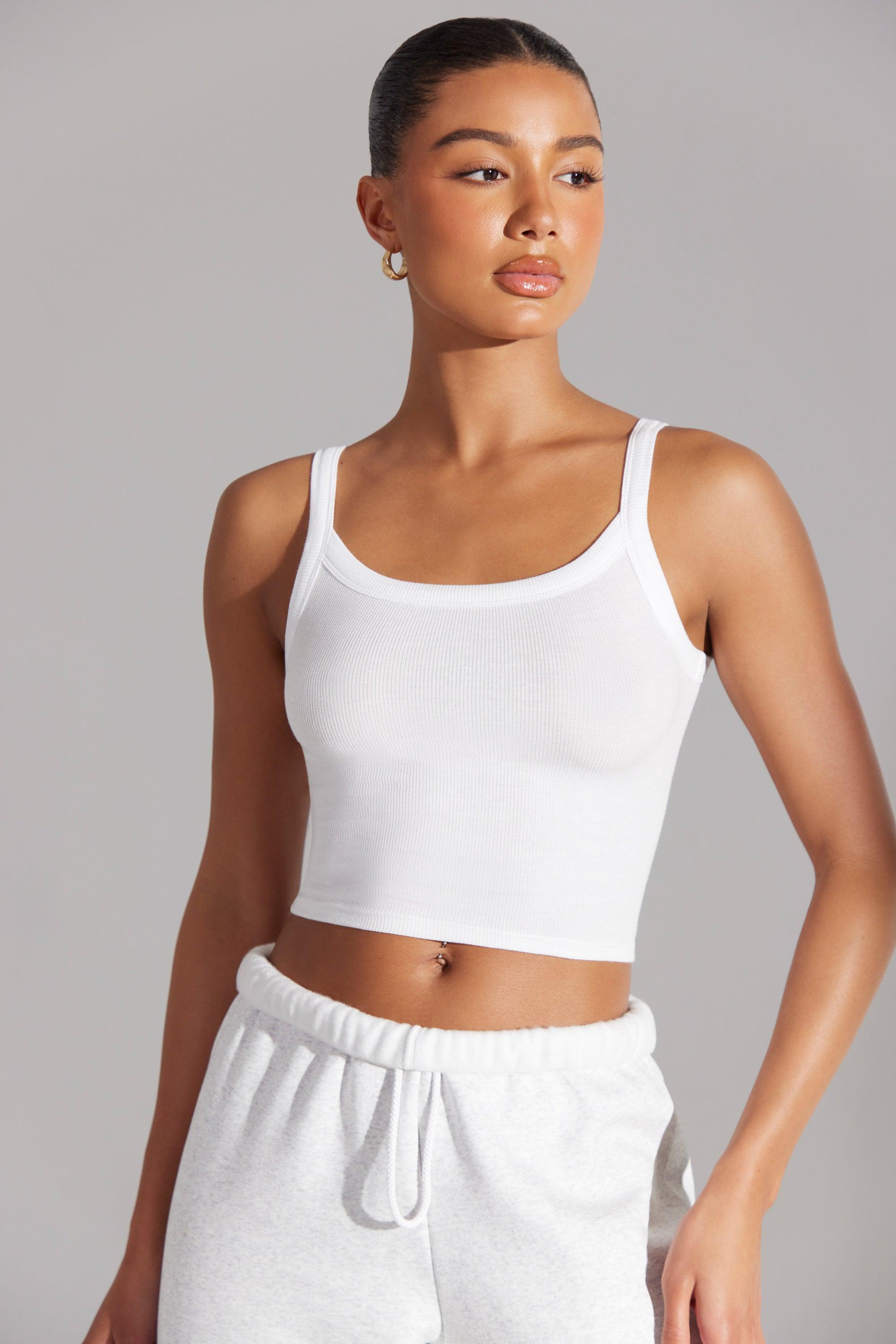 Soft Rib Tank Top in White Female Product Image