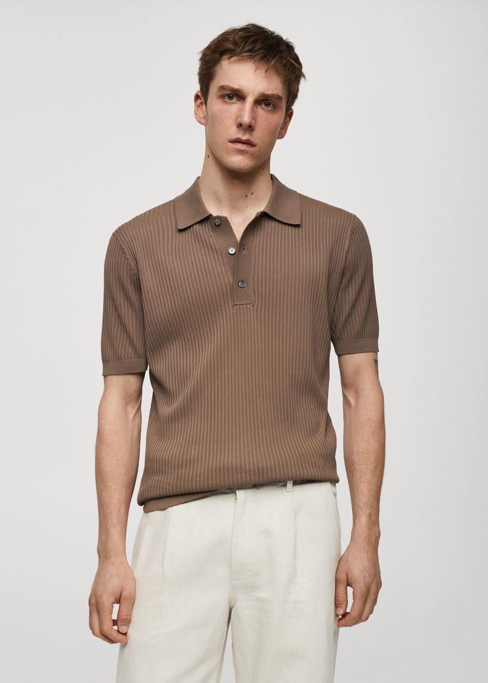 MANGO MAN - Knit cotton polo shirt dark greenMen Product Image