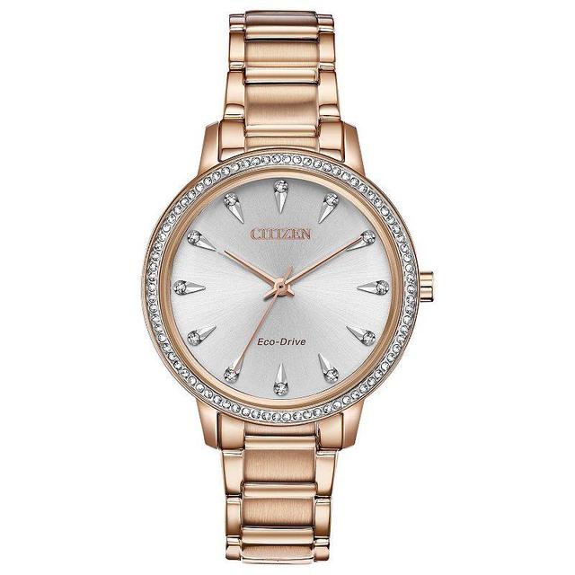 Citizen Womens Eco-Drive Rose Gold Tone Crystal Accent Bracelet Watch Product Image