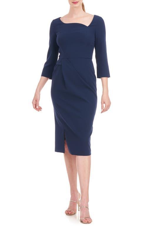 Kay Unger Anya Draped Midi Sheath Dress Product Image