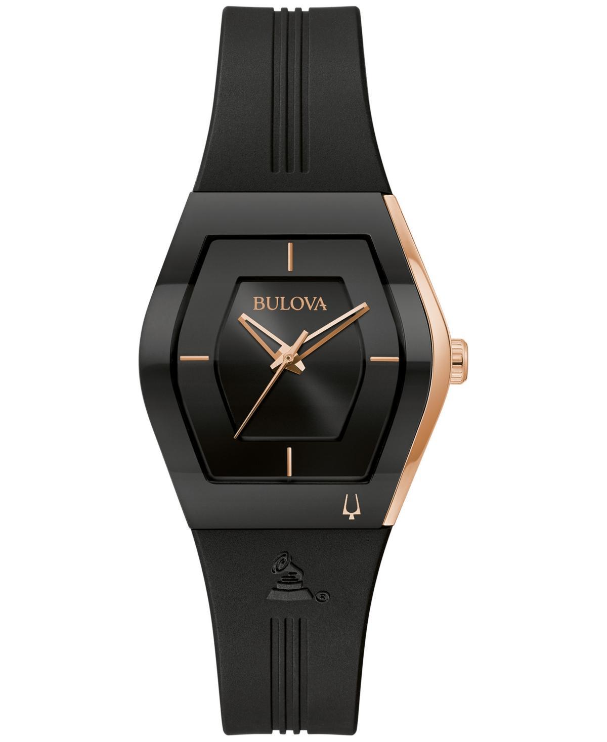 Bulova Womens Latin Grammys Gemini Special Edition Quartz Analog Black Silicone Strap Watch Product Image