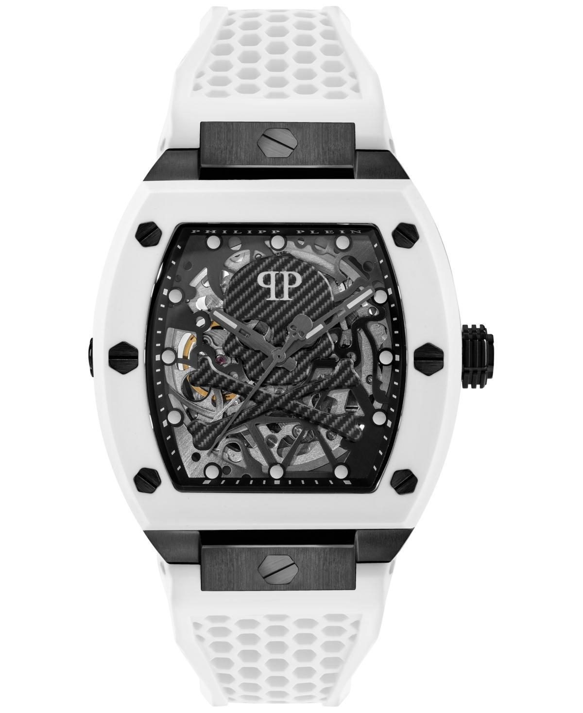 Philipp Plein Mens Automatic The Skeleton White Silicone Strap Watch 44mm Product Image