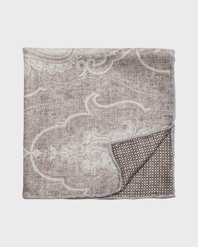 Men's Large Paisley-Print Silk Pocket Square Product Image