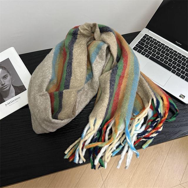 Striped Fringe Scarf Product Image