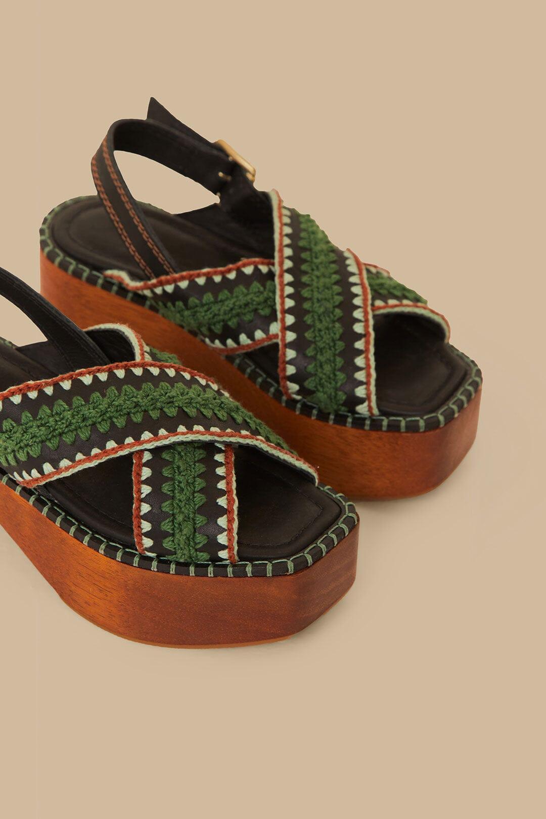 Dark Green Sand Clog Platform Product Image