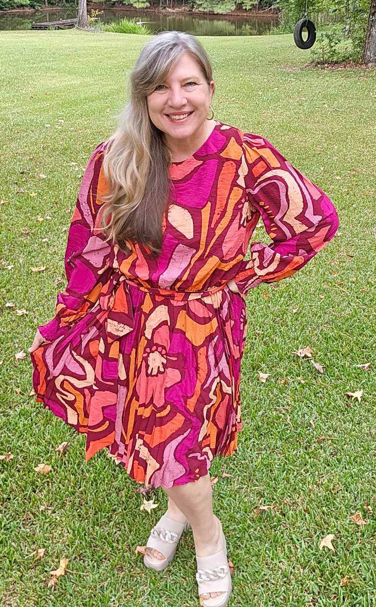 Sahara Sunsets Geo Print Dress (1XL to 3XL) Product Image