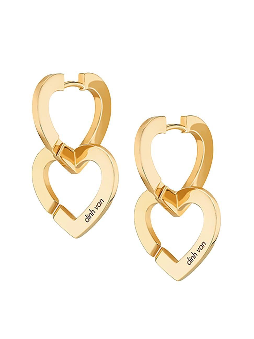 Womens Double Couers 18K Yellow Gold Single Drop Earring Product Image