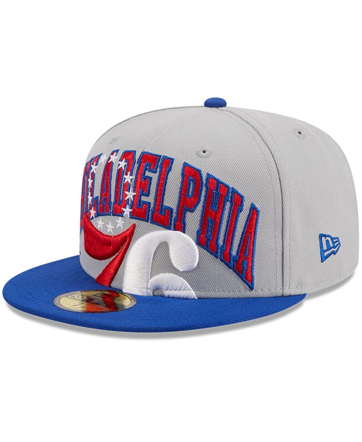 Mens New Era Gray/Royal Philadelphia 76ers Tip-Off Two-Tone 59FIFTY Fitted Hat Product Image