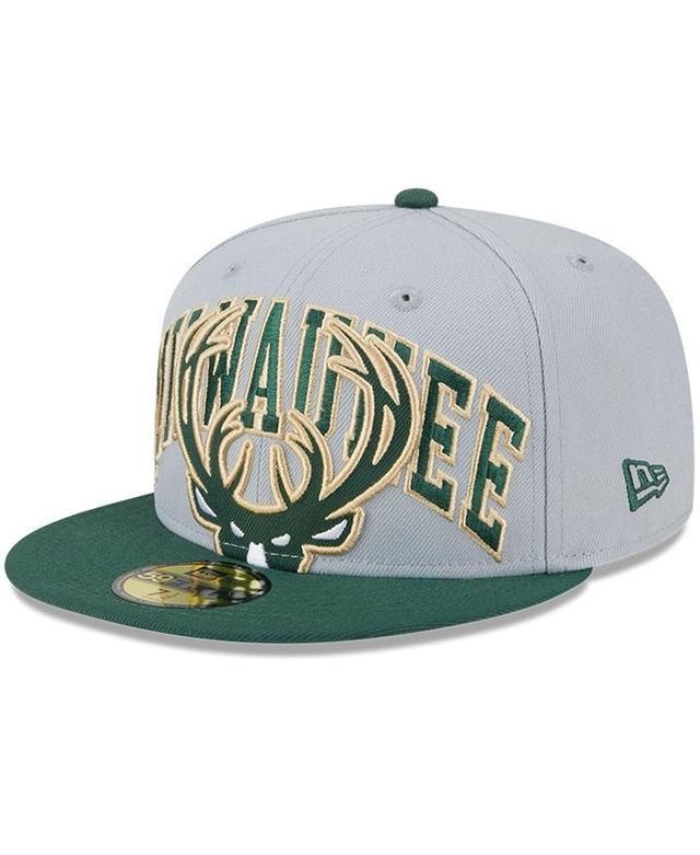 Mens New Era Gray/Hunter Green Milwaukee Bucks Tip-Off Two-Tone 59FIFTY Fitted Hat Product Image