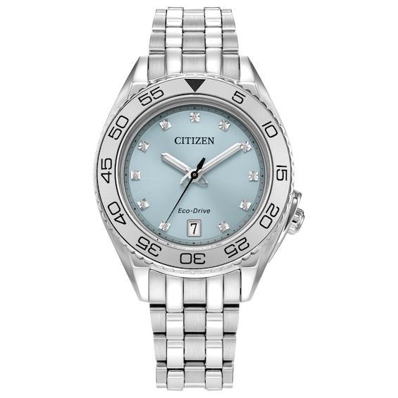 Citizen Eco-Drive Womens Sport Luxury Diamond Accent Stainless Steel Bracelet Watch 35mm Product Image