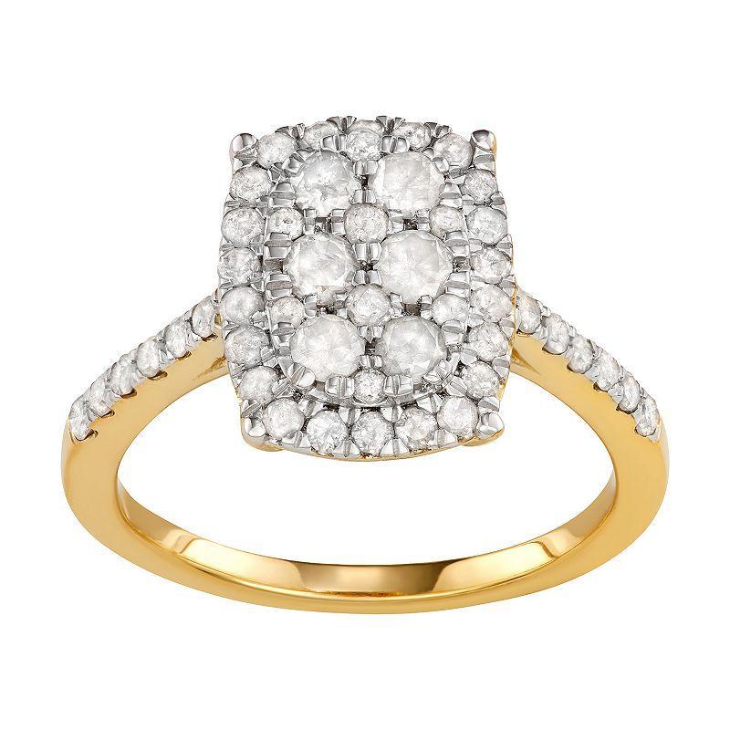 Jewelexcess 14k Gold Over Silver 1 Carat T.W. Diamond Cluster Ring, Womens White Product Image