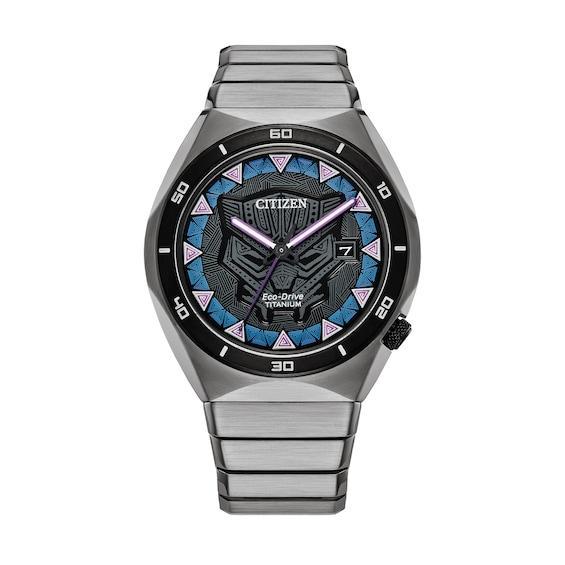 Citizen Mens Marvel Collection Black Panther Three Hand Titanium Bracelet Watch Product Image