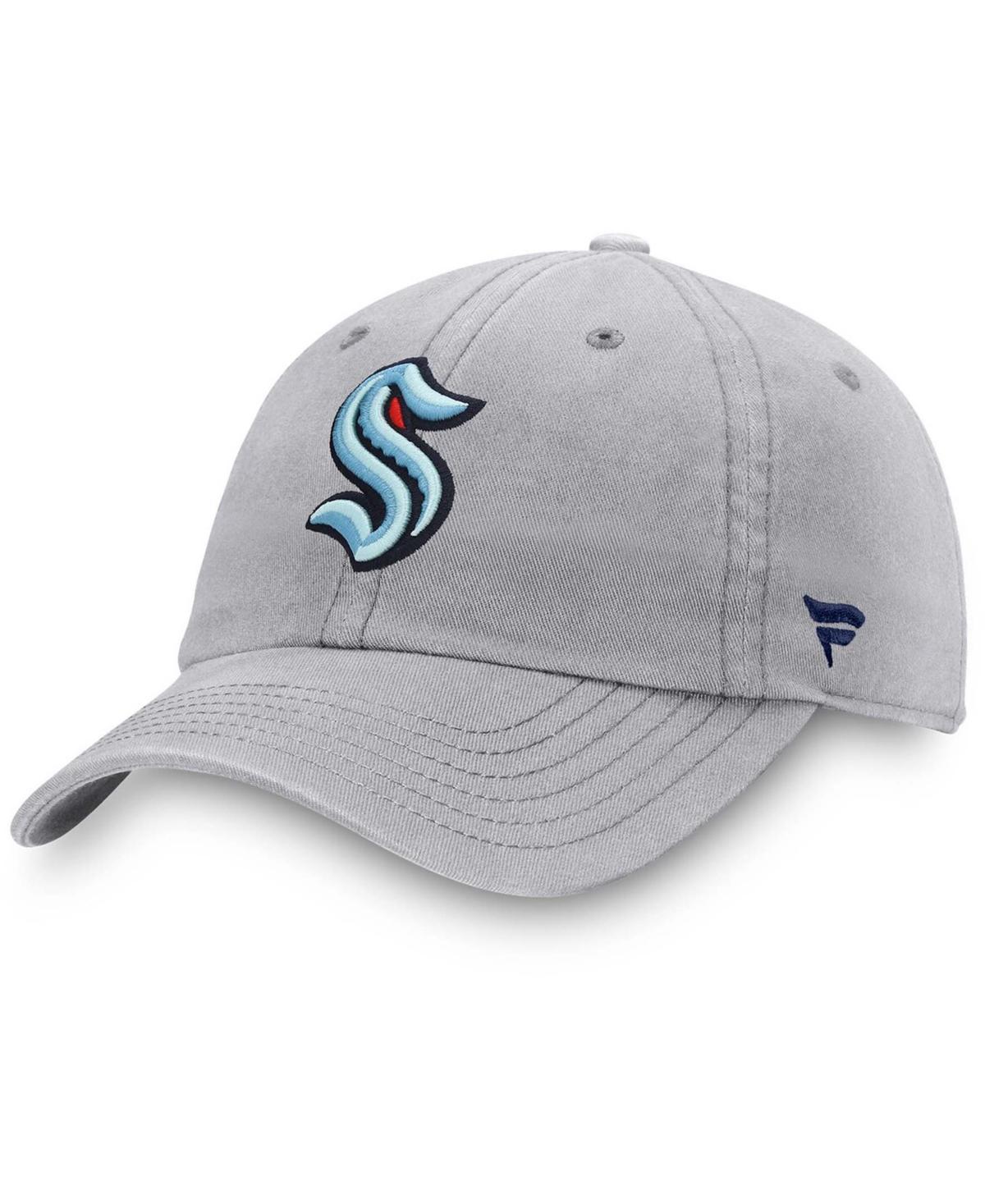 Mens Fanatics Branded Gray Seattle Kraken Primary Logo Adjustable Hat Product Image