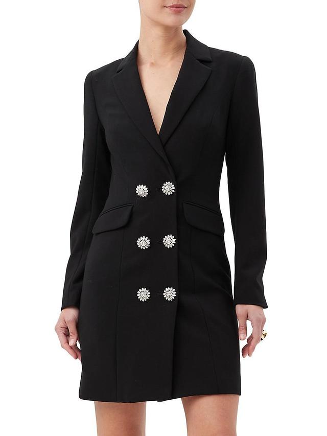 Trina Turk Katana 3 Notch Lapel Collar Long Sleeve Button-Front Flap Pocket Sheath Blazer Dress Product Image