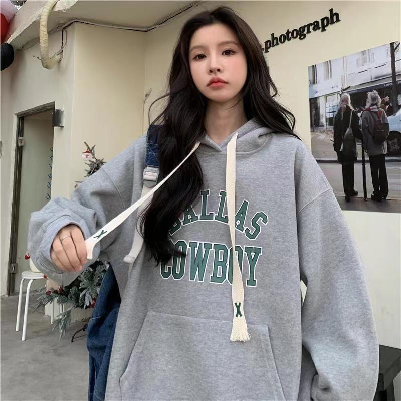 Lettering Loose Fit Hoodie Product Image