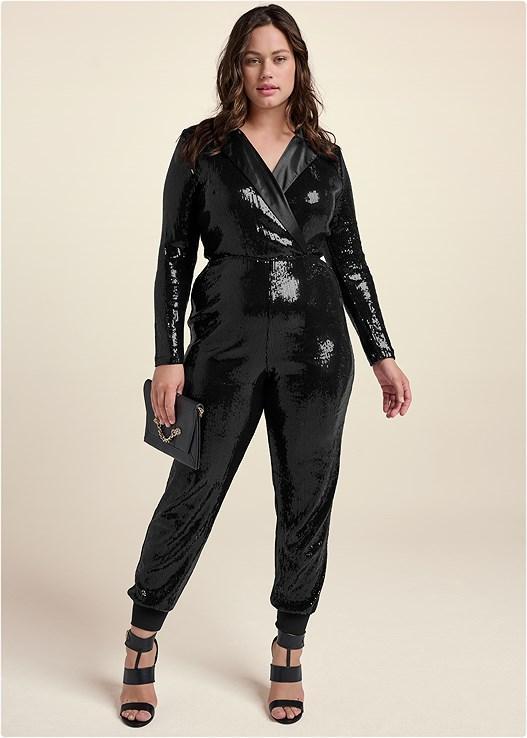 Tuxedo Sequin Jumpsuit Product Image