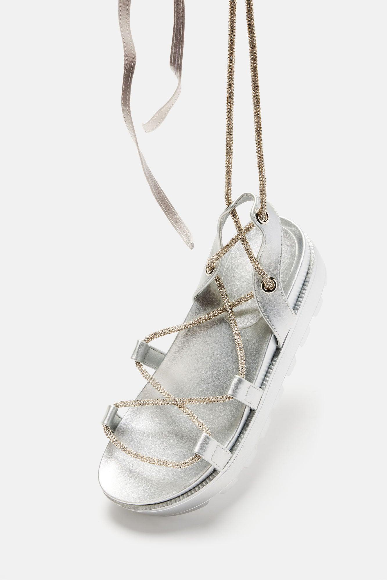 How I Like It Wrap Up Sandals - Silver Product Image