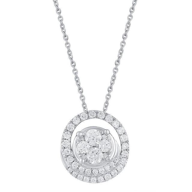 Royal Aura Sterling Silver 1/2 Carat T.W. Diamond Cluster Circle Pendant Necklace Set, Womens White Product Image