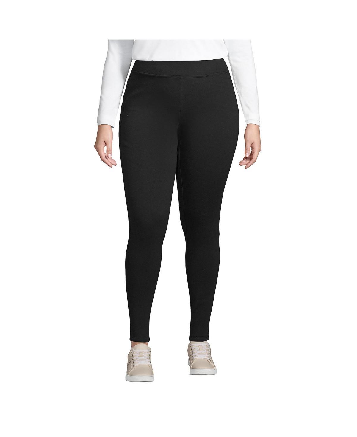 Lands End Plus Size High Rise Serious Sweats Fleece Lined Pocket Leggings Product Image