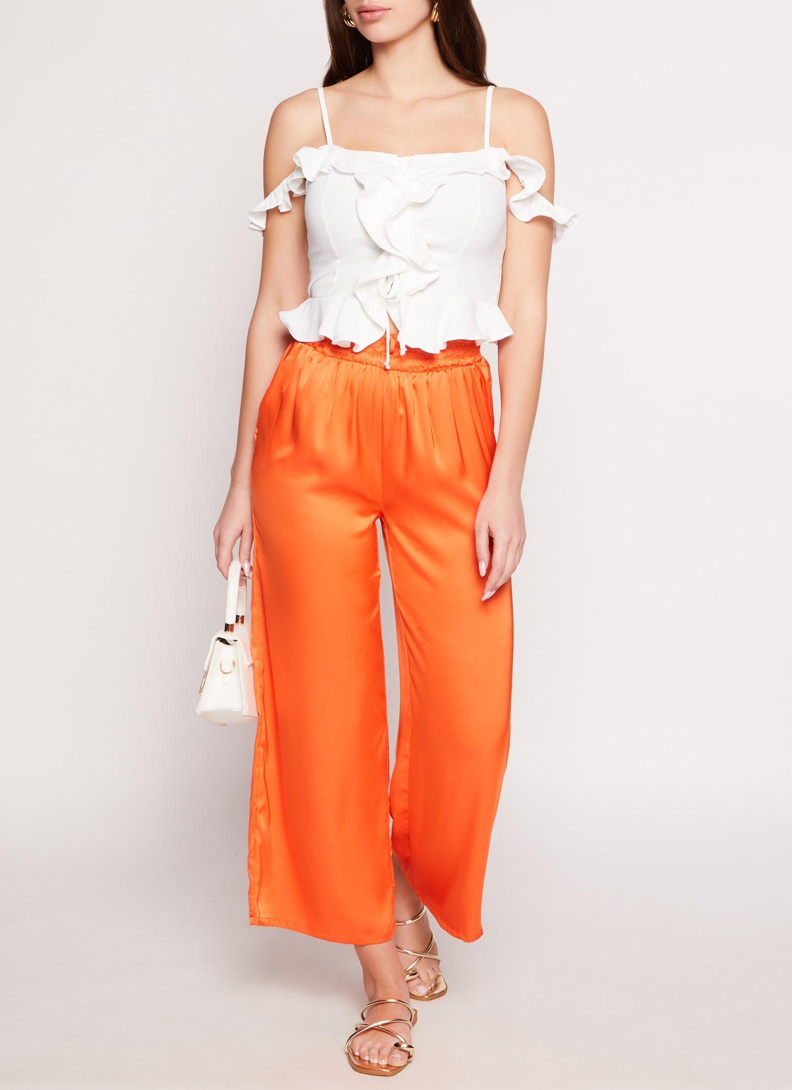 Womens Satin High Waist Palazzo Pants Product Image