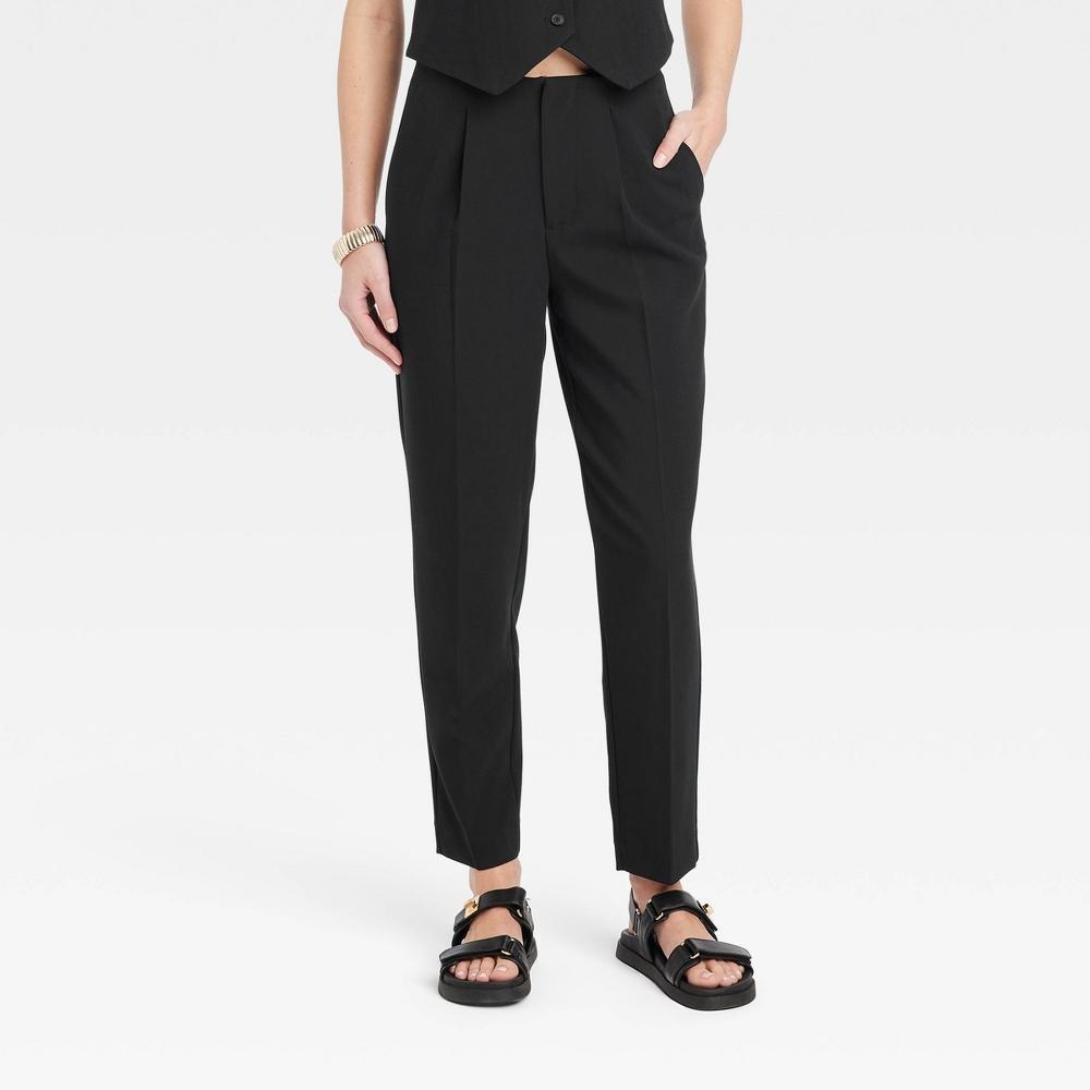 Womens High-Rise Tailored Trousers - A New Day Black 6 Product Image