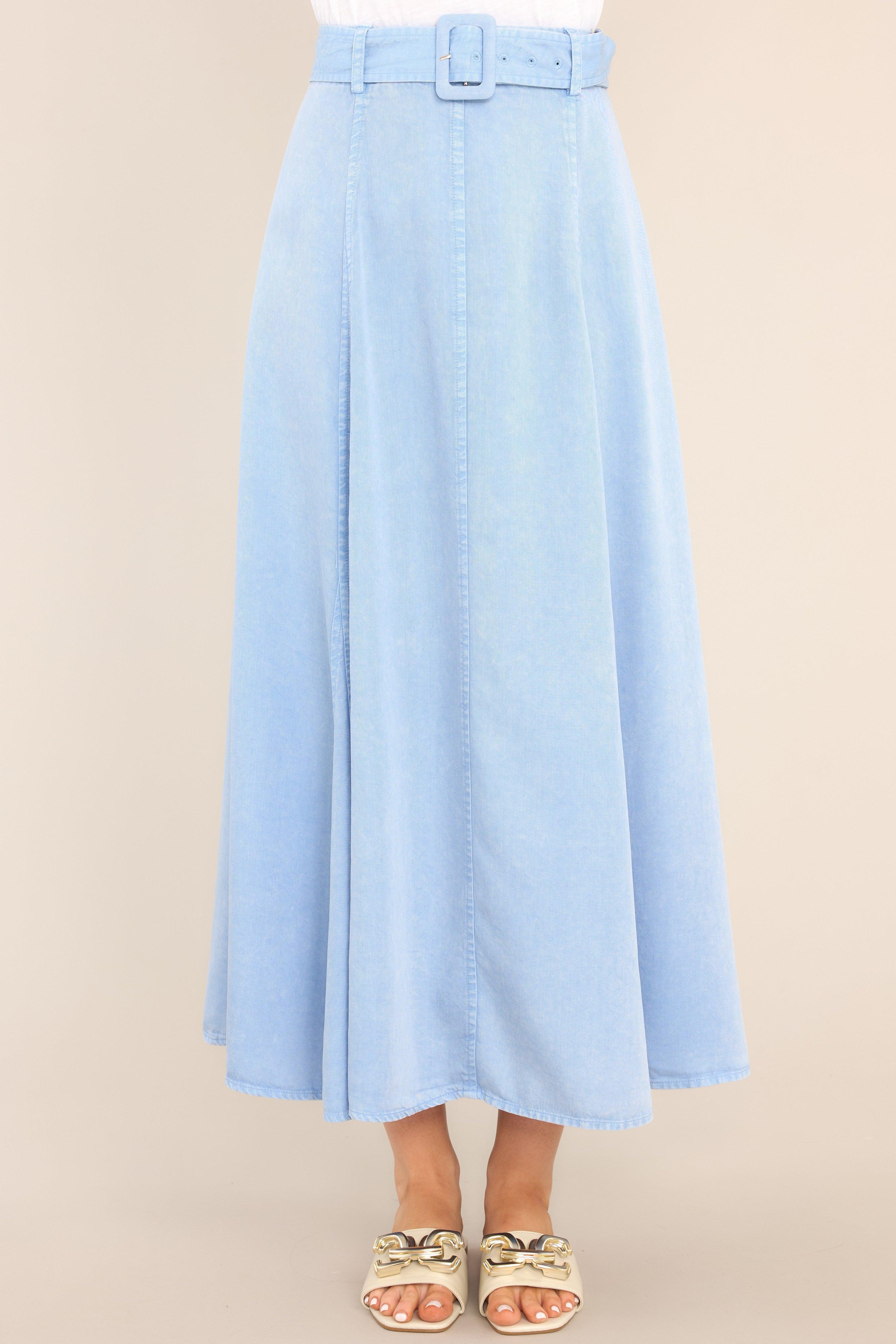 Stay True Chambray Maxi Skirt Sky Blue Product Image