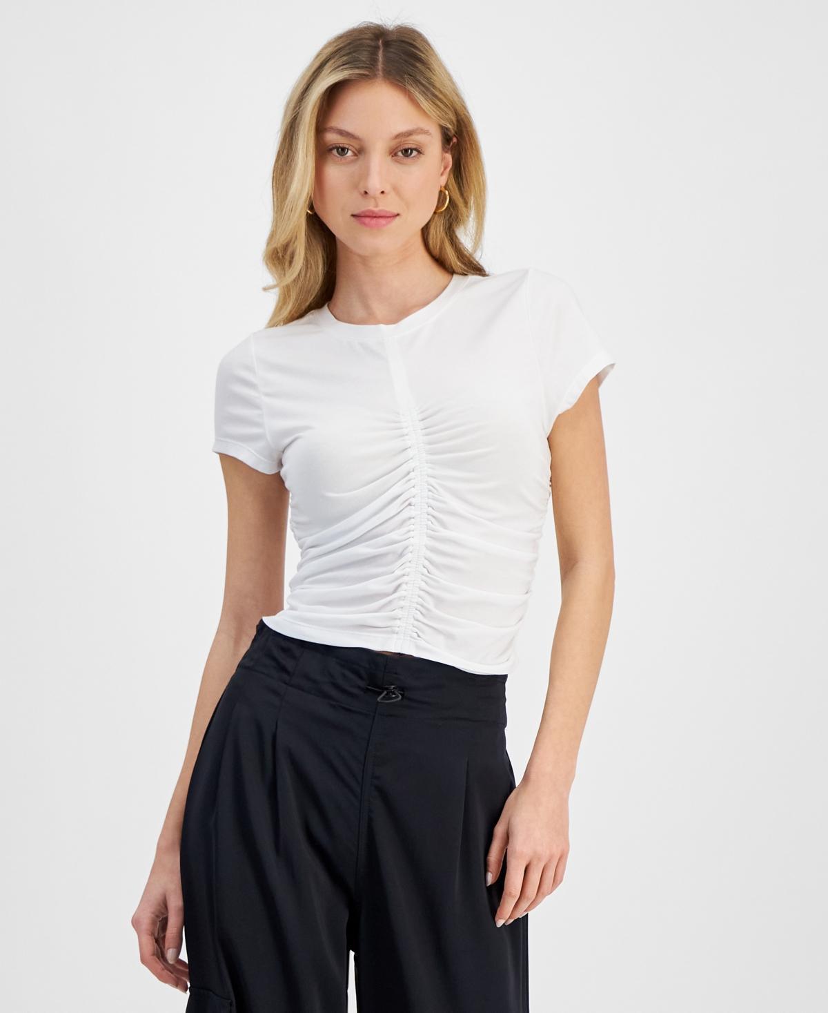 Dkny Jeans Womens Ruched Short-Sleeve Top Product Image