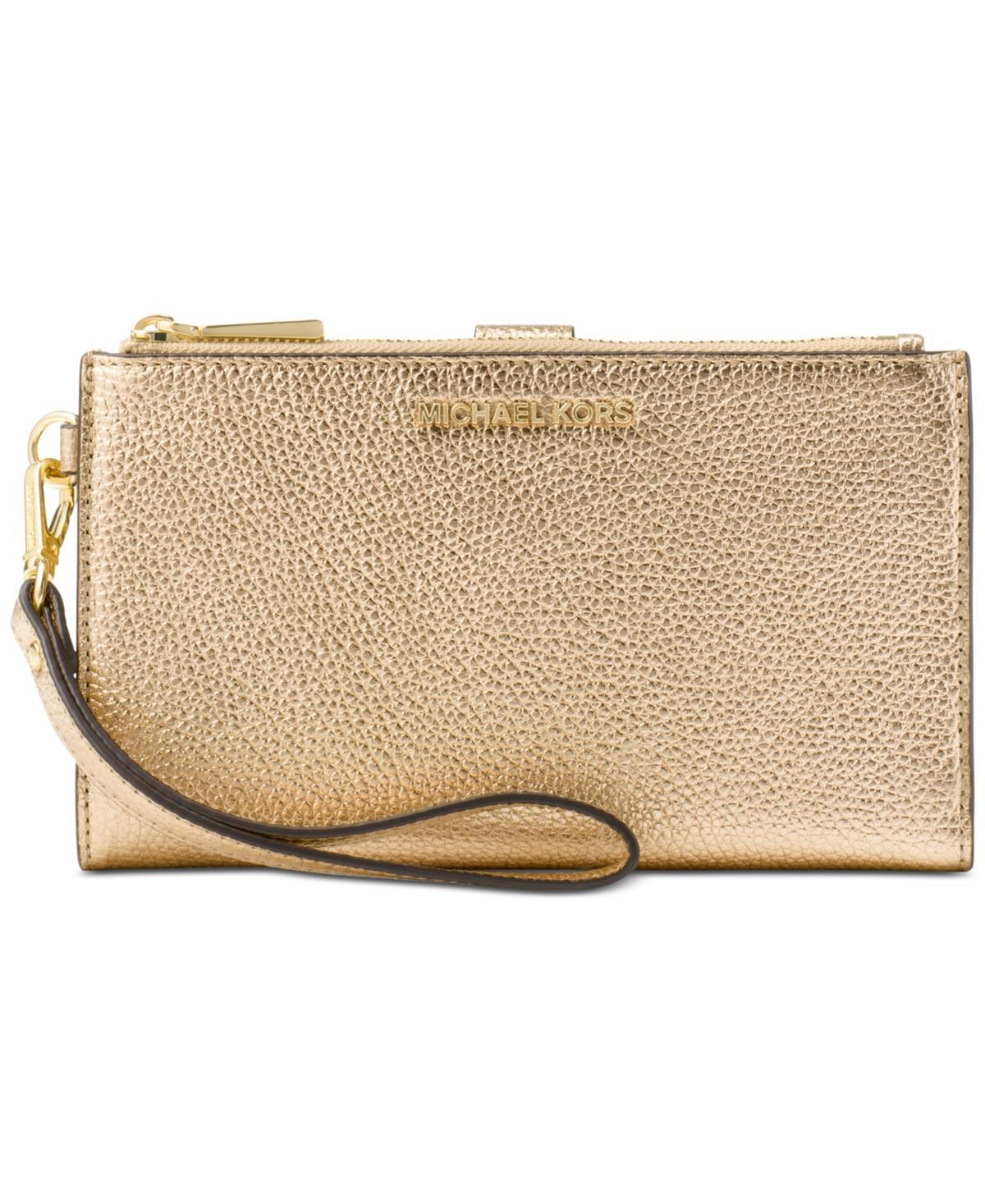 Womens Double Zip Leather Wristlet Product Image