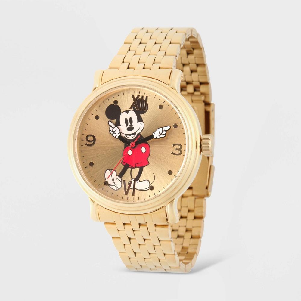 Mens Disney Mickey Mouse Vintage Bracelet Watch - Gold Product Image