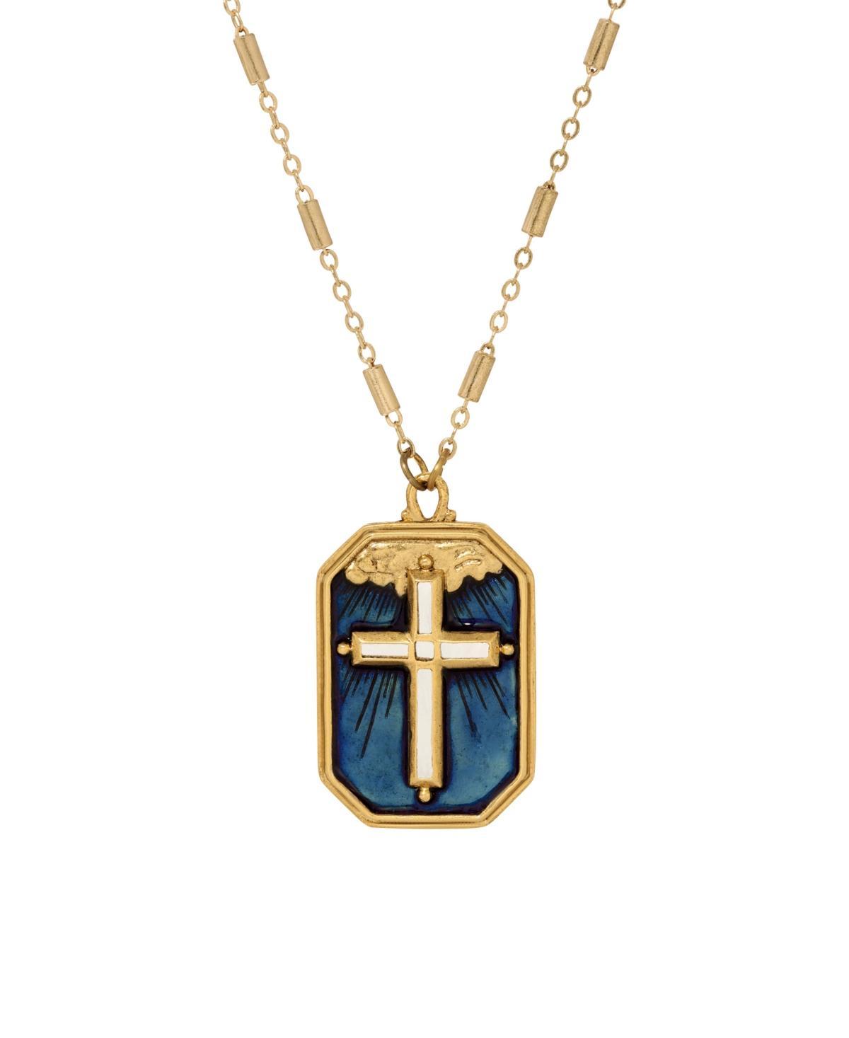 Symbols of Faith Enamel Blue Cross Necklace Product Image