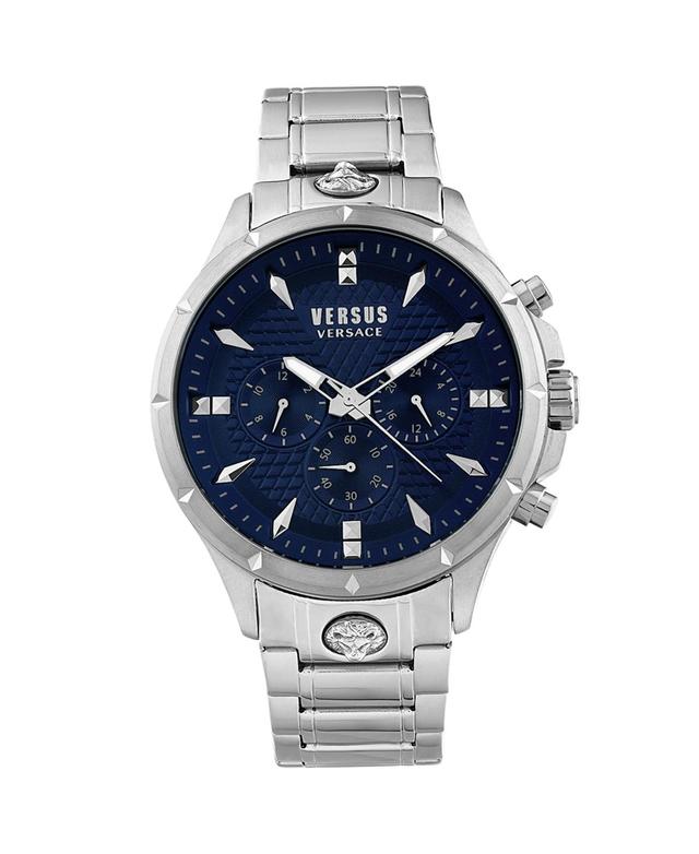 Versus Versace Mens Chrono Lion Modern Multifunction Silver-Tone Stainless Steel Watch 45mm - Stainless Steel Product Image